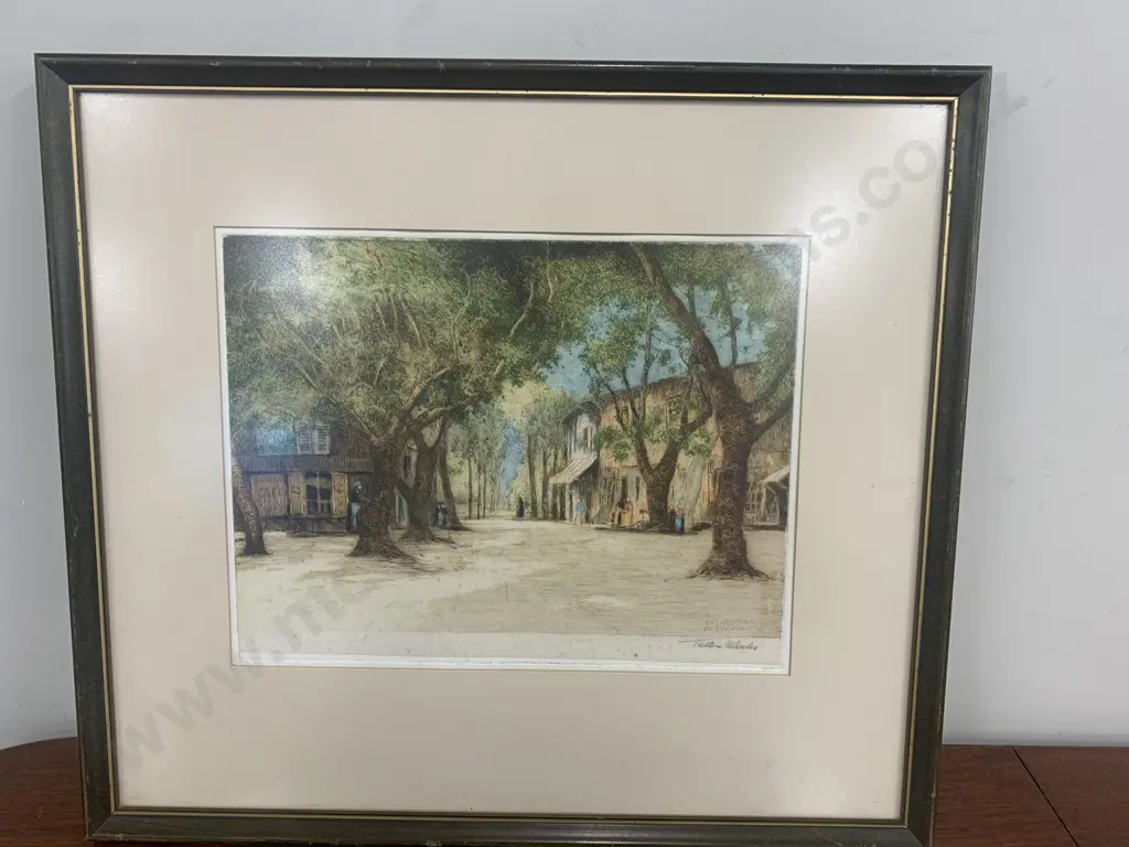 Vintage Framed Artwork 'Village Scene' Signed By Tatton Winter  Image 1++