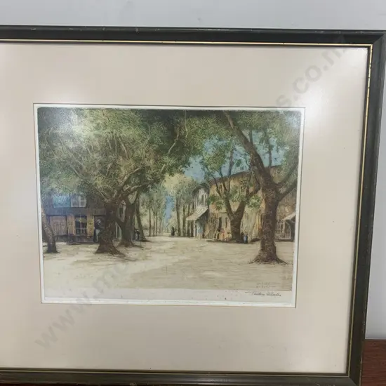 Vintage Framed Artwork 'Village Scene' Signed By Tatton Winter 