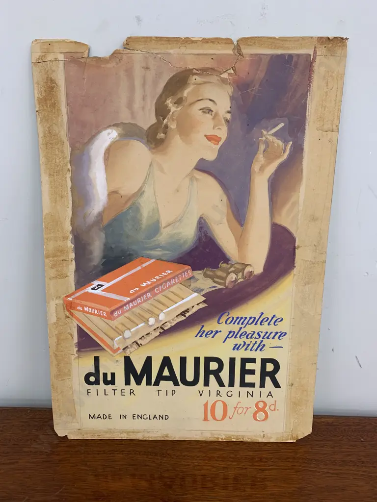 Painted Poster 'du Maurier Filter Tip Virginia' 52 x 36cm, Vintage Condition Image 1++