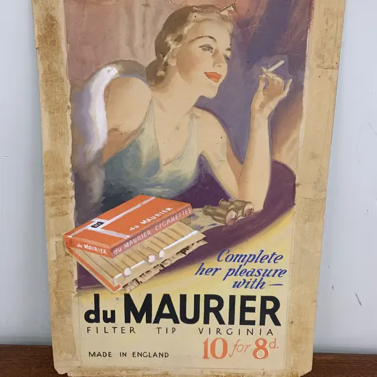 Painted Poster 'du Maurier Filter Tip Virginia' 52 x 36cm, Vintage Condition
