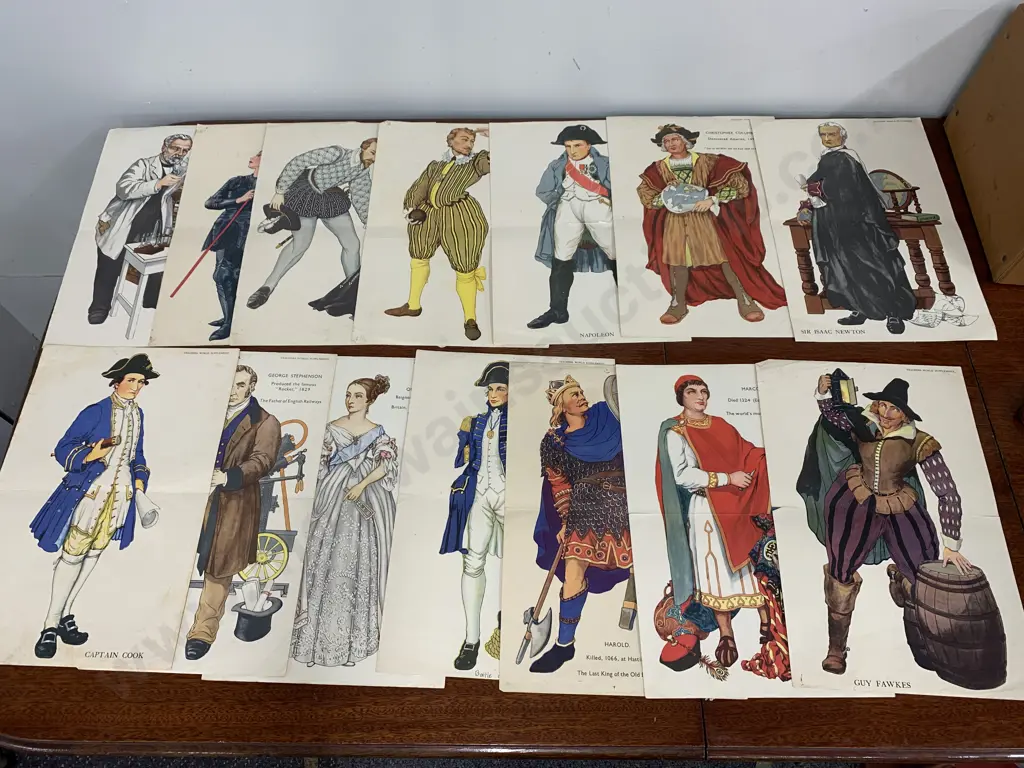 Vintage Teachers World Supplement 14 x Historical Figures Posters - 1920s Image 1++