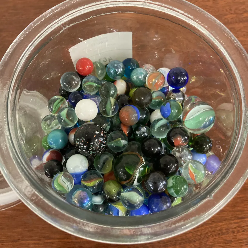 Glass Jar of Vintage Marbles, Assorted Sizes & Types, 28.5 x 16cm Image 1++