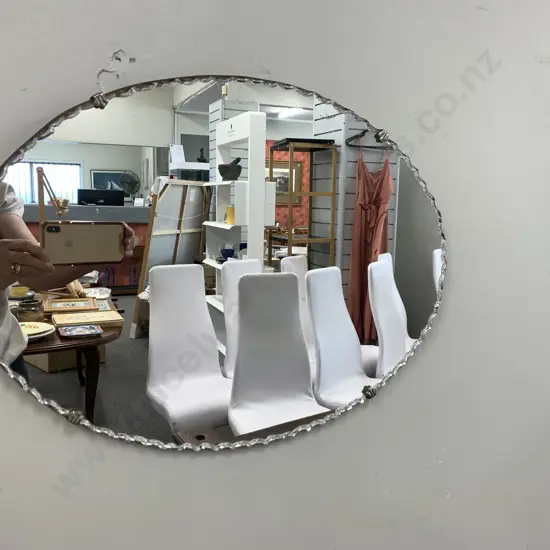 Vintage Retro Scalloped Edge Oval Mirror, 38 x 51cm