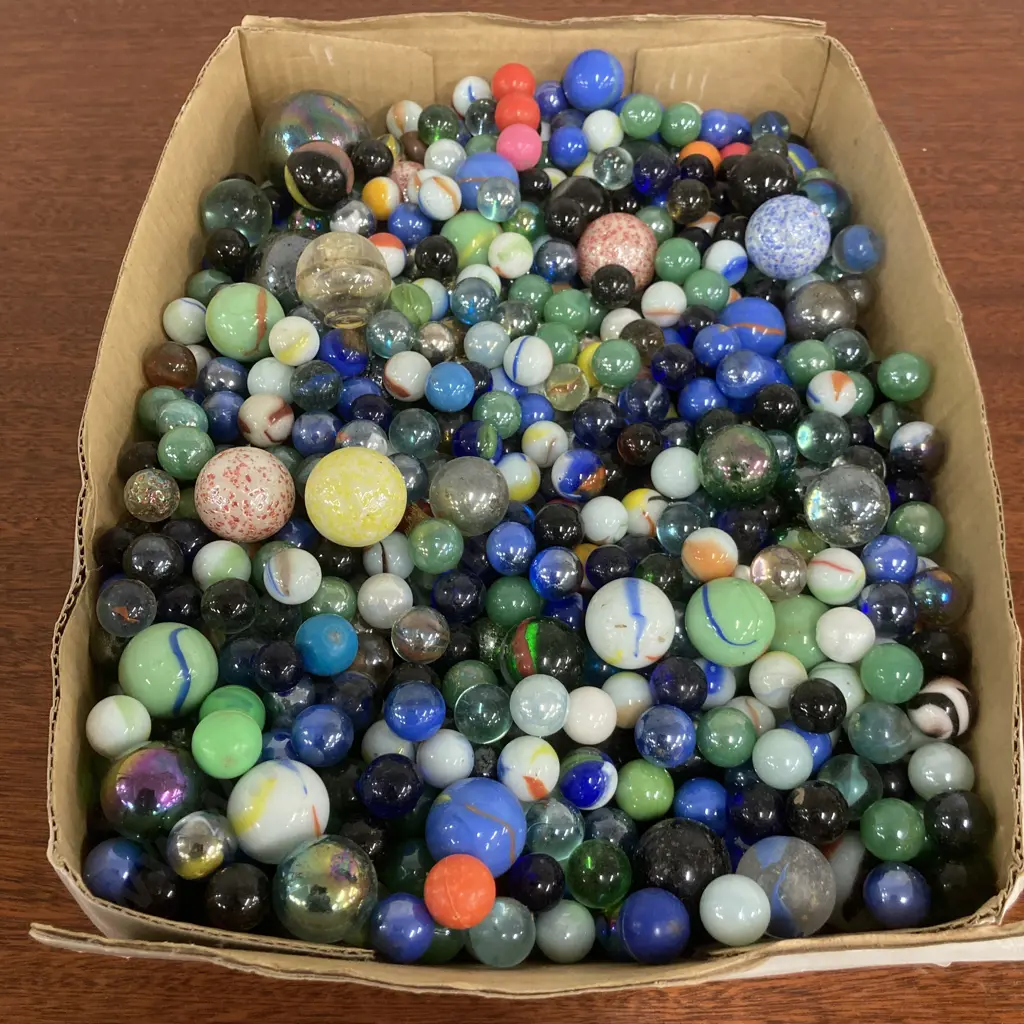 Assorted Vintage Marbles In Box, H7 W33 D23cm Image 1++