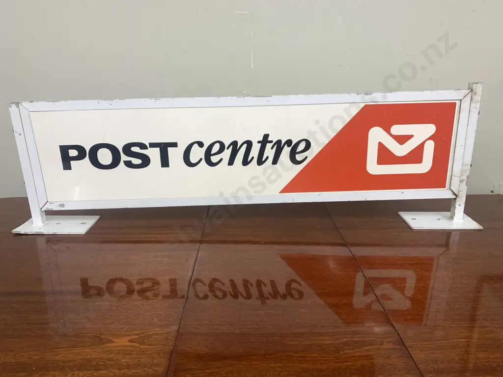 Vintage NZ Post 'Post Centre' With Logo Double Sided Stand, H41 W125 D2.5cm Image 1++