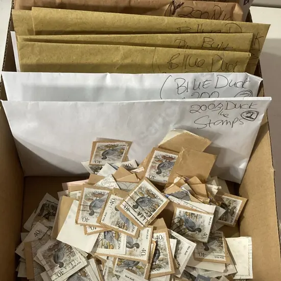 Box Lot  Over 1200 New Zealand Blue Duck Stamps