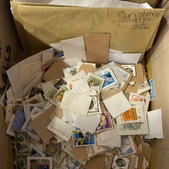 Box Lot  Assorted Stamps, Christmas, NZ Day, Etc