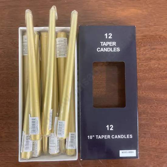 Box of Ten x 10" Gold Taper Candles