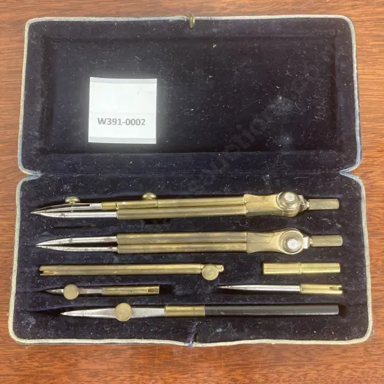 Vintage Brass Technical Drawing Set