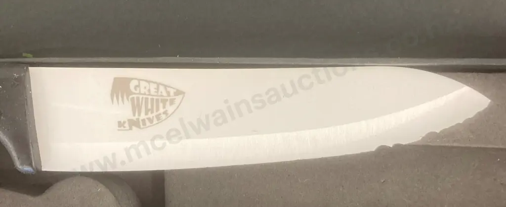 Vintage 'Great White Knifes' Chefs Knife In Box, Porcelain Blade, L28cm Image 1++