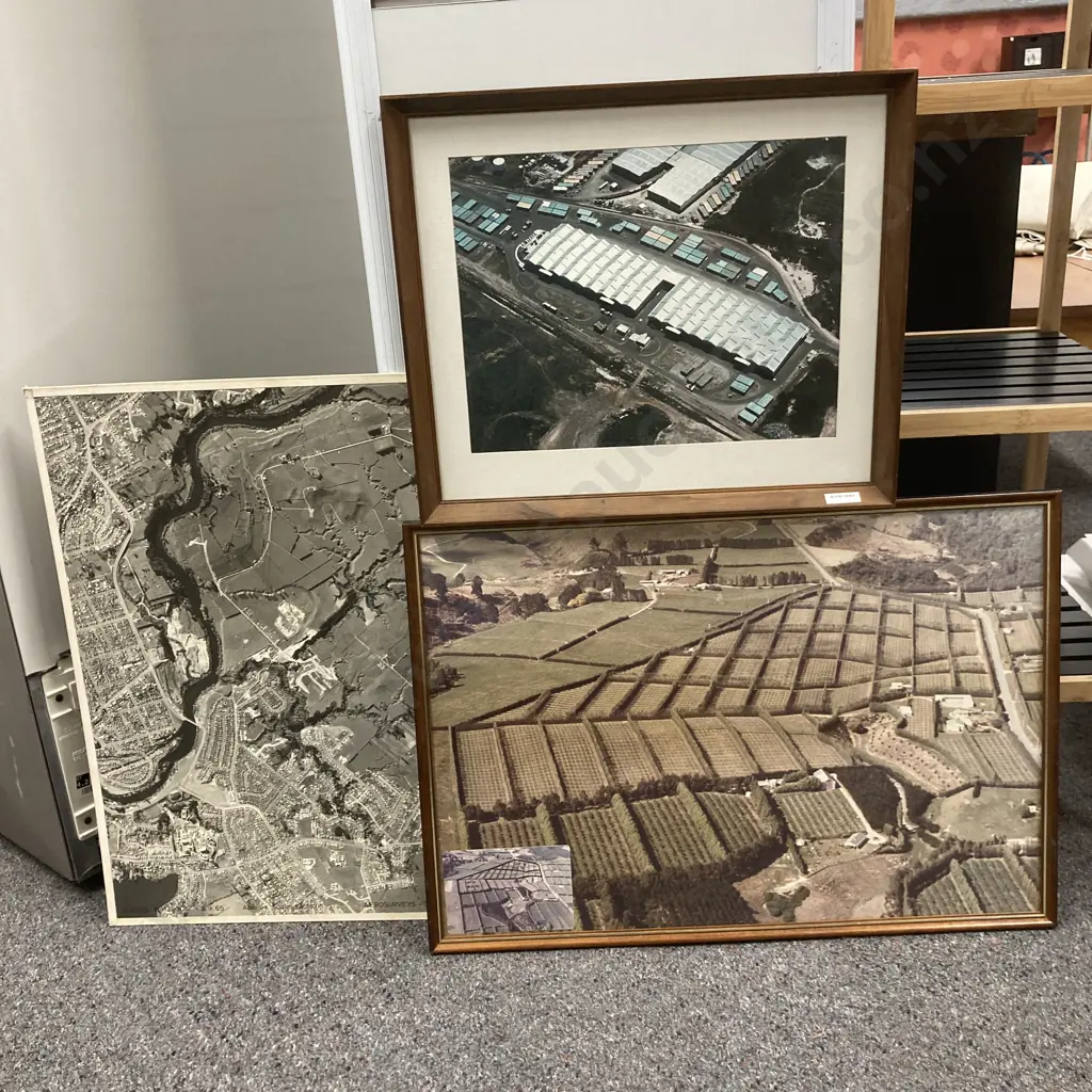 Lot of 3 Vintage New Zealand Aerial Photographs Image 1++