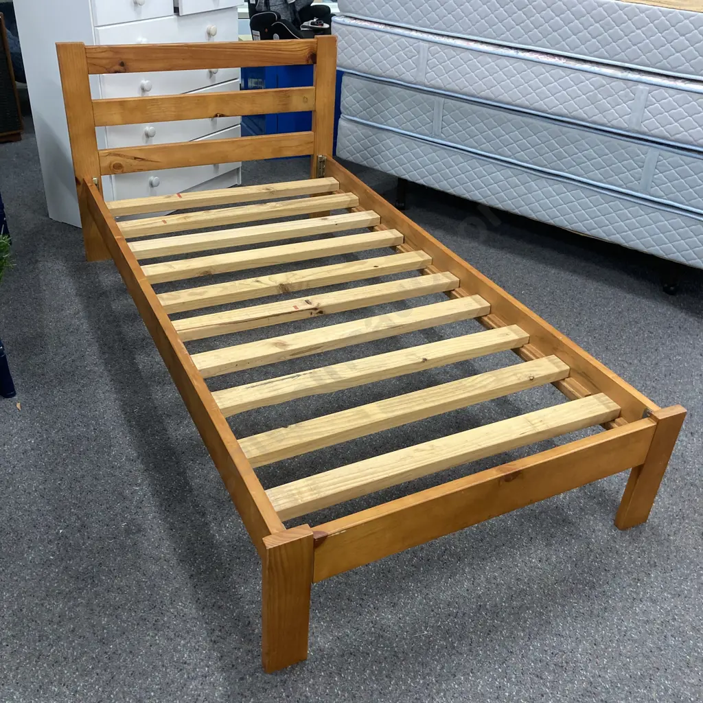 Single Wooden Slat Bed With Mattress, 104 x 199cm Image 1++