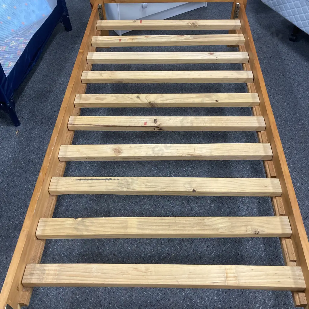 Single Wooden Slat Bed With Mattress, 104 x 199cm Image 1++