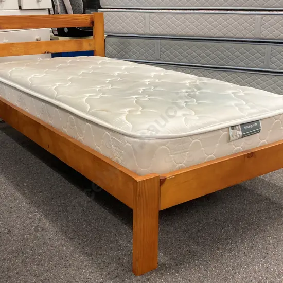 Single Wooden Slat Bed With Mattress, 104 x 199cm