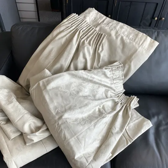 Lot of 3 Mocha Colour With Relief Design Curtains, 208Drop 180Wide