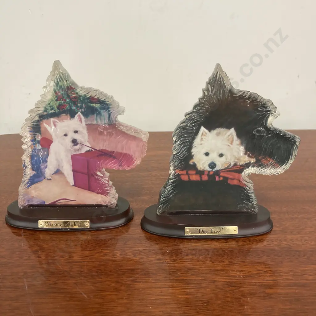 The Westie'' 'Making Mischief' & 'Dog Tired' PDSA Limited Edition Plaques, Debbie Gillingham,17 x 16cm With COA's Image 1++