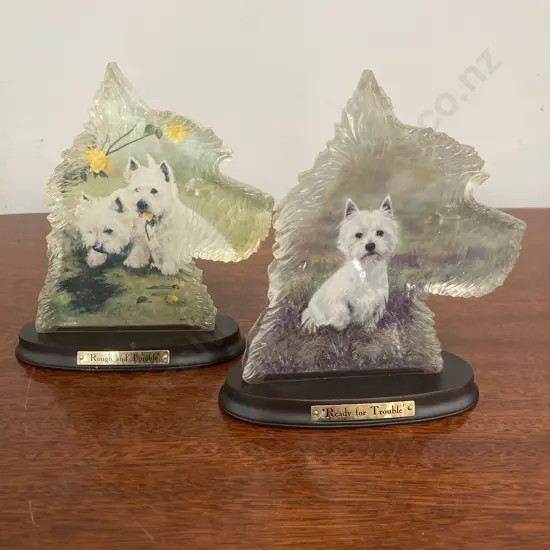 The Westie'' 'Ready for Trouble' & 'Rough & Tumble' PDSA Limited Edition Plaques, Debbie Gillingham,17 x 16cm With COA's