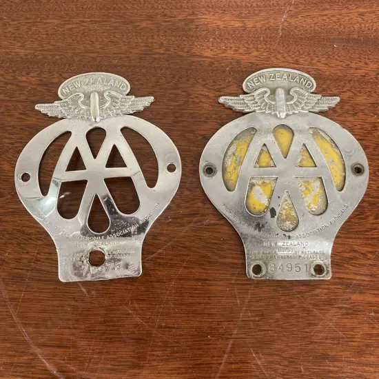 Pair of Automobile Association Auckland New Zealand Car Badges