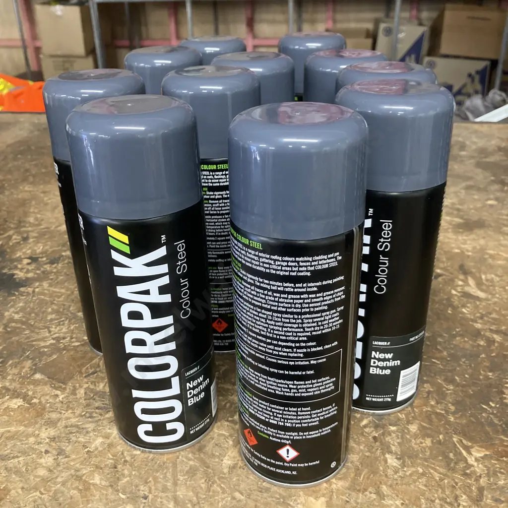 Lot of 11 Colorpak Coloursteel Aerosol Spraypaint New Denim Blue 275g Image 1++