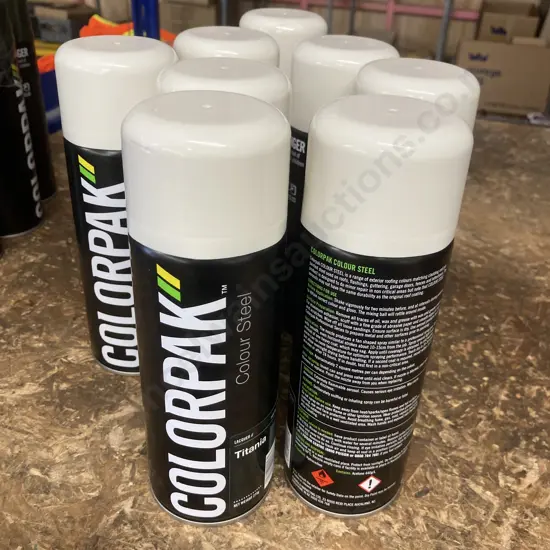 Lot of 8 Colorpak Coloursteel Aerosol Spraypaint Titania 275g