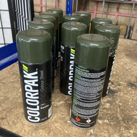 Lot of 11 Colorpak Coloursteel Aerosol Spraypaint Karaka 275g