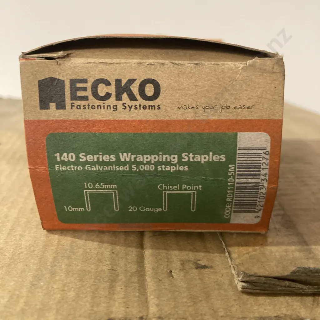 Ecko 140 Series Wrapping Staples Electro Galv 10mm #RD1110-5m, Box of 20 Boxes Image 1++