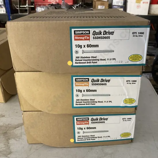 Lot of 3 Simpson Quik Drive 10gx60mm 305 S/S x 1000, Hardwood
