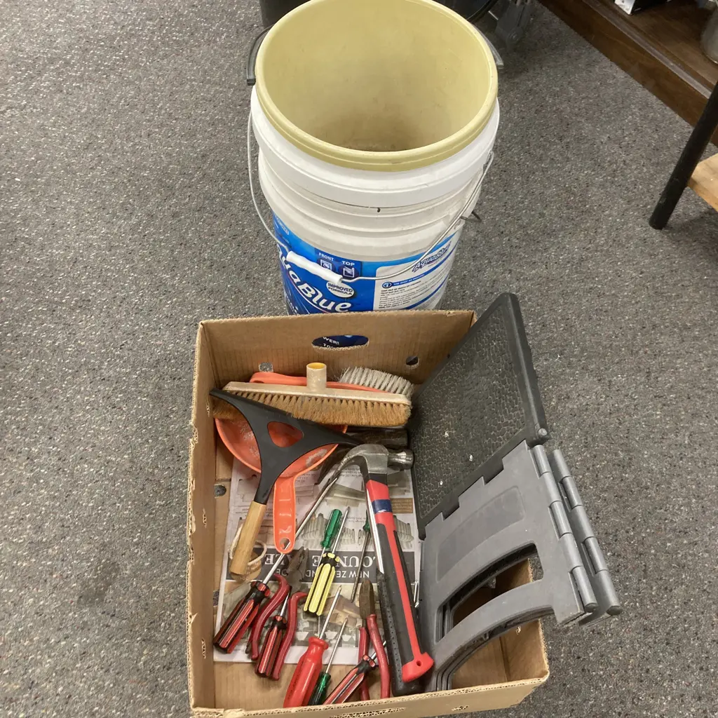 Box Lot Tools, Foldup Stool, Buckets Etc Image 1++
