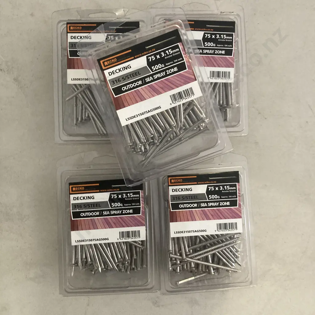 Lot of 5 Ecko Decking 316 S/Steel 75x3.15mm 500g Image 1++