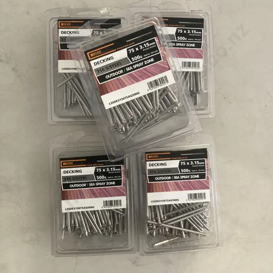 Lot of 5 Ecko Decking 316 S/Steel 75x3.15mm 500g