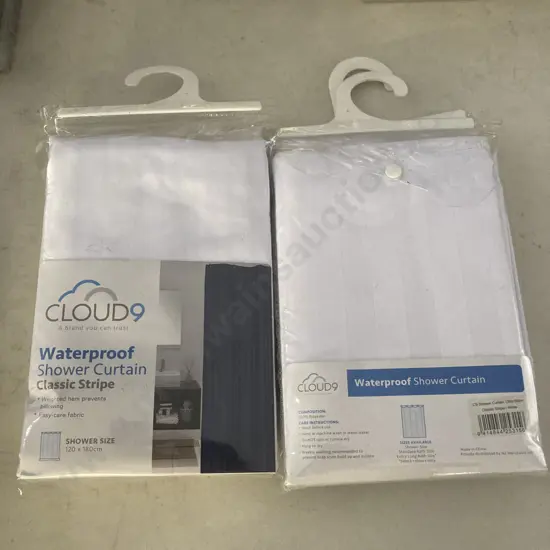 Lot of 4 Cloud9 Waterproof Shower Curtain 120x180cm Classic Stripe White
