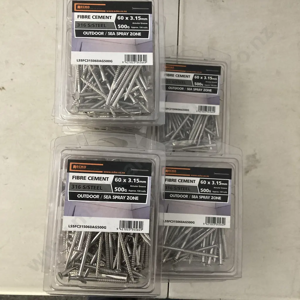 Lot of 9 Ecko Fibre Cement 316 S/Steel 60x3.15mm 500g Image 1++