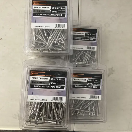 Lot of 9 Ecko Fibre Cement 316 S/Steel 60x3.15mm 500g