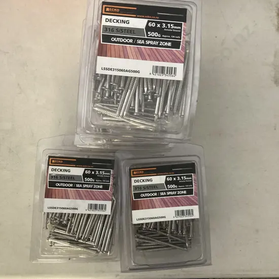 Lot of 5 Ecko Decking 316 S/Steel 60x3.15mm 500g