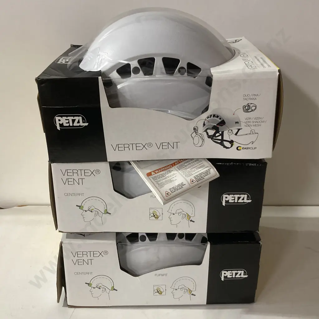 Lot of 3 Petzl A010CA00 Vertex Vent Helmets, White, 53-63cm, 8/20 Image 1++