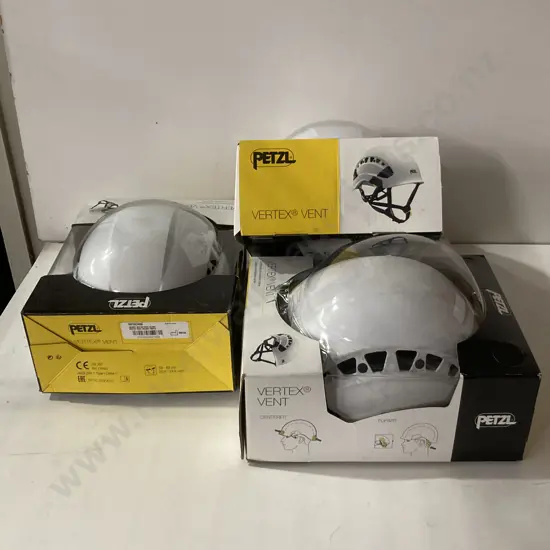 Lot of 3 Petzl A010CA00 Vertex Vent Helmets, White, 53-63cm, 8/20
