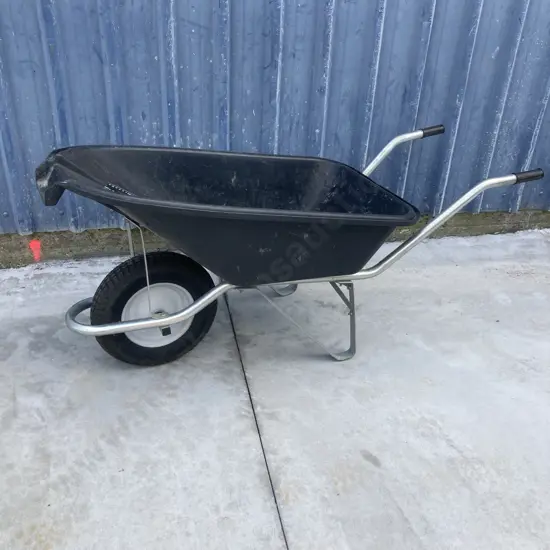 Wheelbarrow With a Black Poly Tray With Pour Lip & a Builders Square