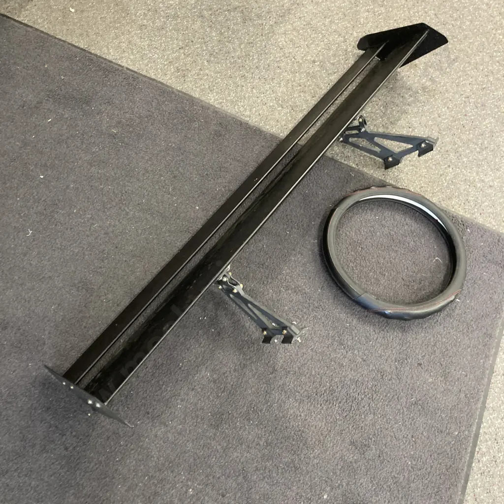 Car Spoiler, L135.5cm, (As Found) and a Steering Wheel Cover Image 1++