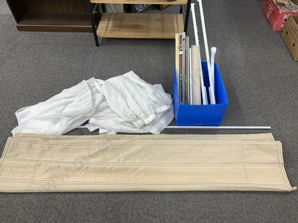 Box Lot Net Curtains, Roller & Venetian Blinds, Camel Colour Roman Blind H145 W195cm Image 1++