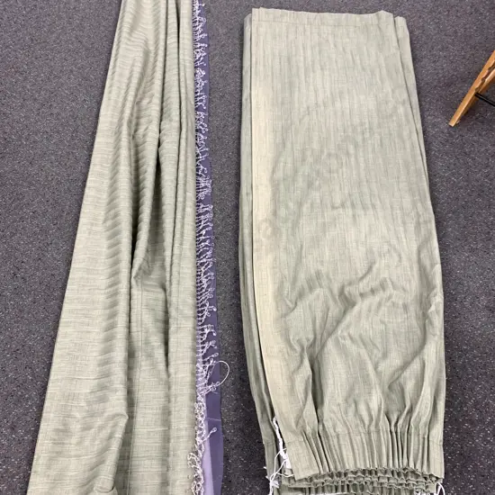 Sage Green Curtains x 4 D160 W210cm (Some Fading) And a Roman Blind With Beading D830 W236cm