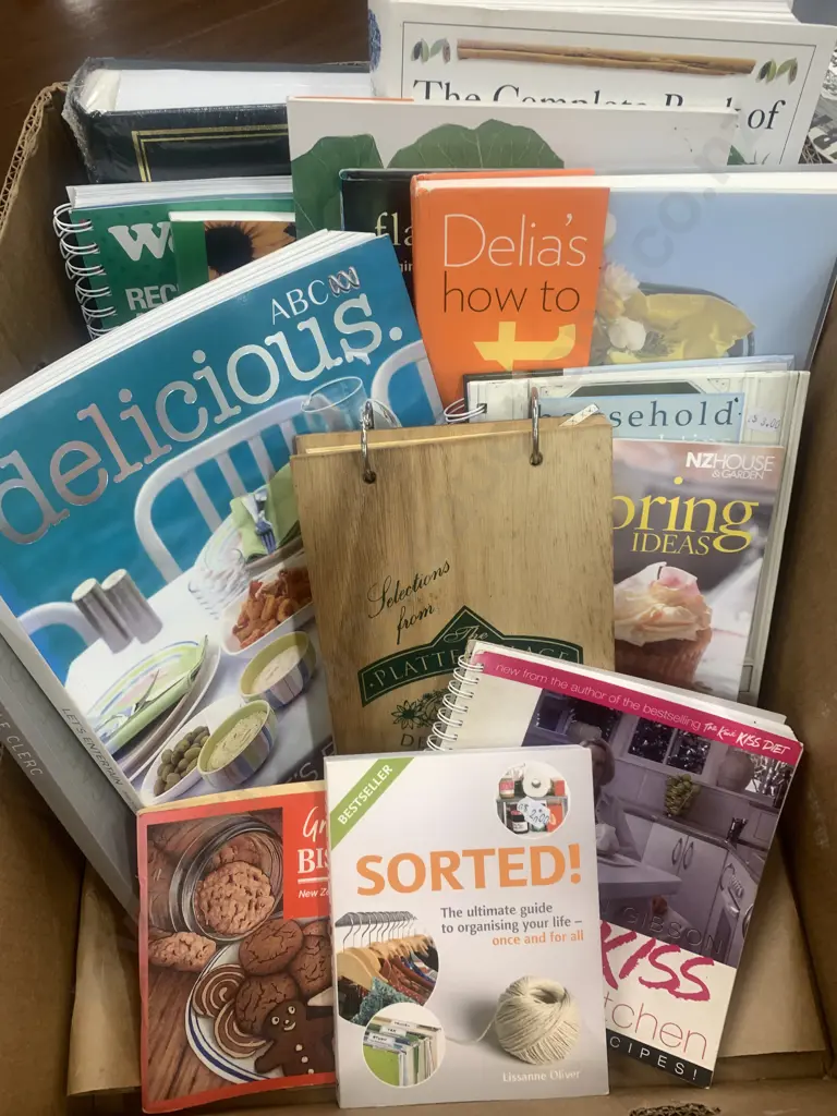 Box Lot Assorted Cookbooks & New Photo Album Image 1++