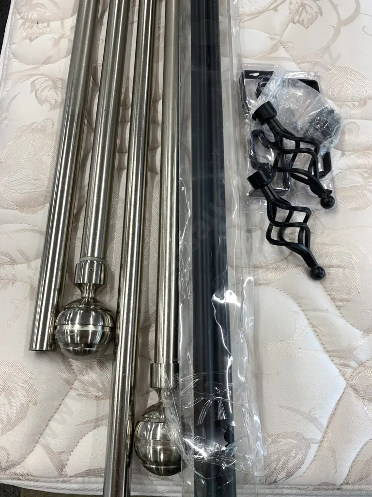 Lot of Curtain Tracks, Chrome, Black, Adjustable Image 1++
