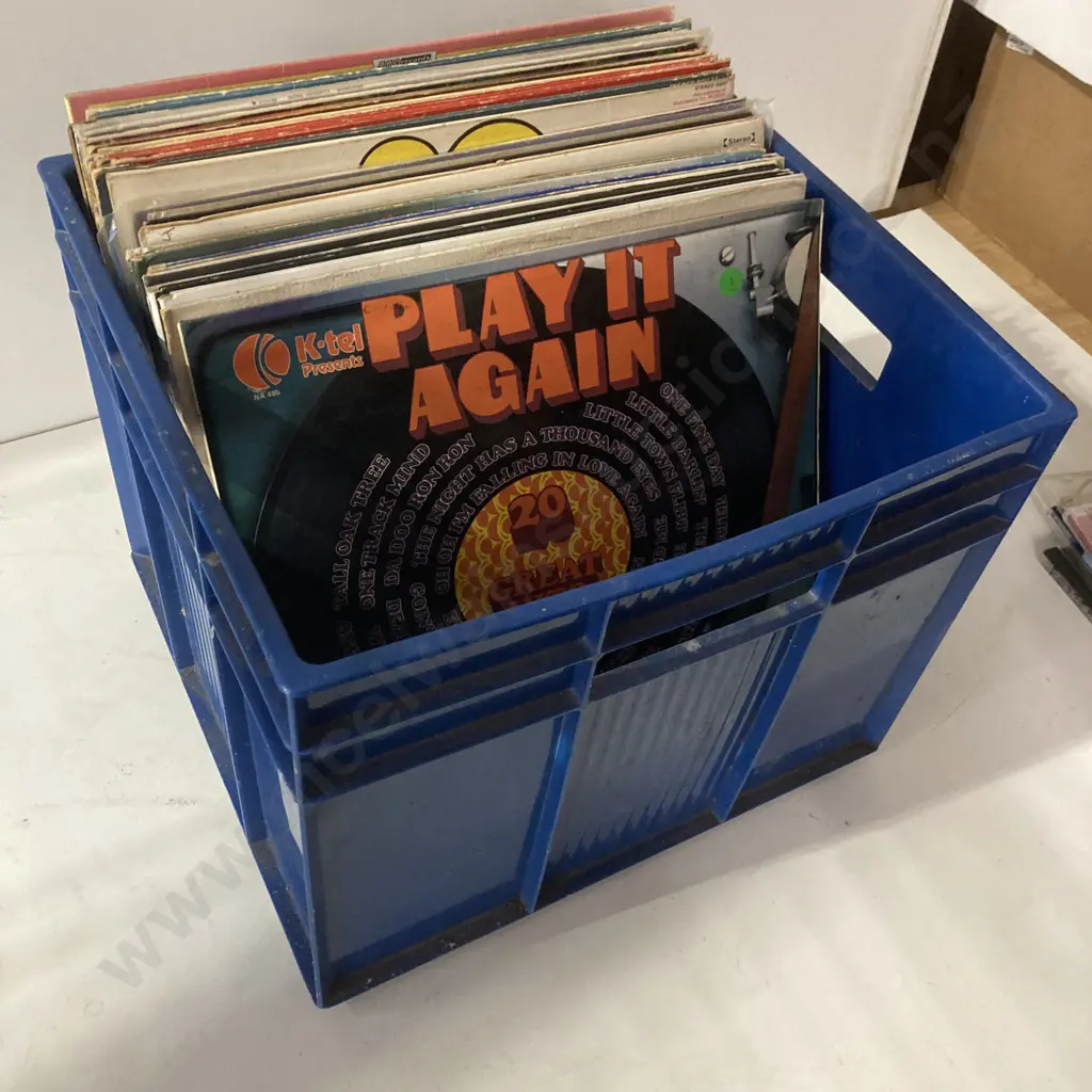 Blue Bin of LPs & CDs, Christmas, K-Tel, Shadows, The Carpenters Etc Image 1++