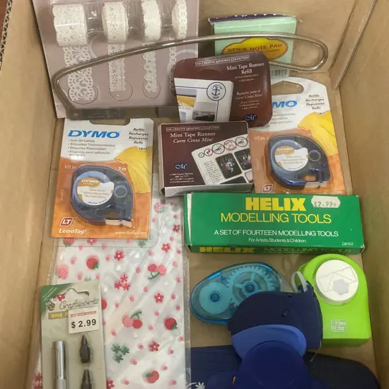 Box Lot Stationery, Modelling Tools, Dymo Labels Etc