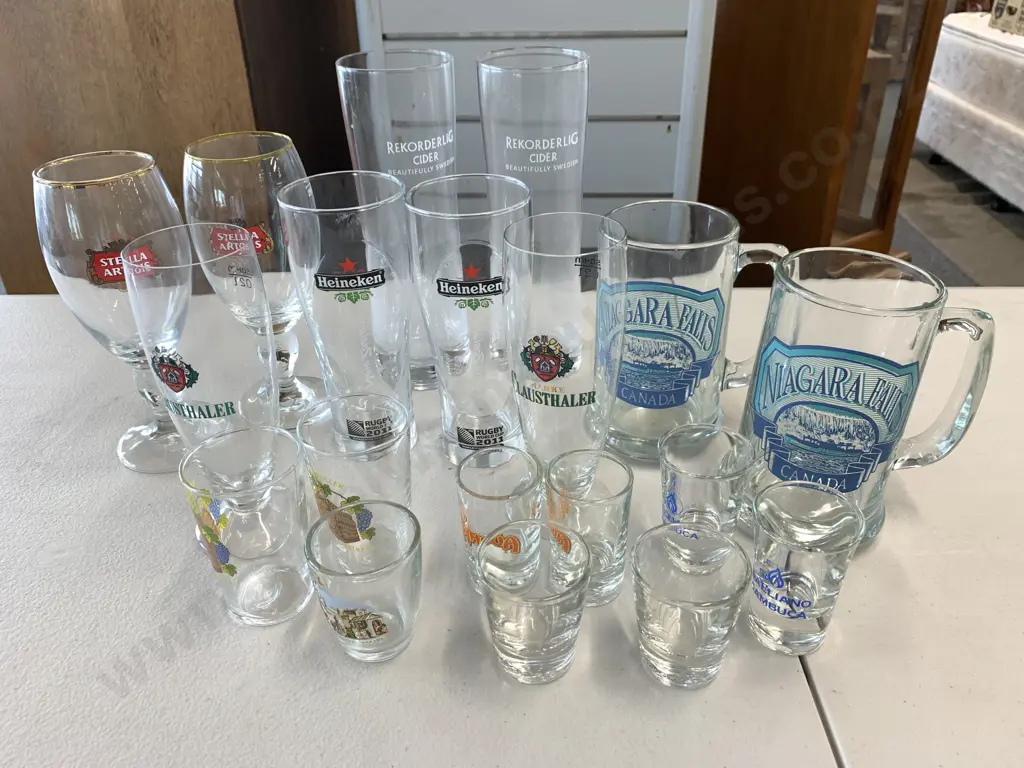 Bar Glasses, Assorted Including Rekorderling, Niagra Falls Etc Image 1++