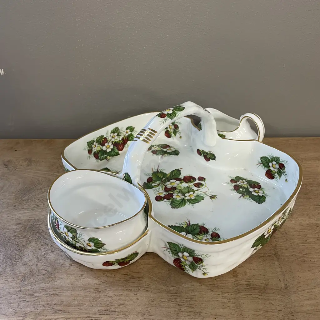 Hammersley Single Handled Strawberry Tray with Jug and Bowl Image 1++