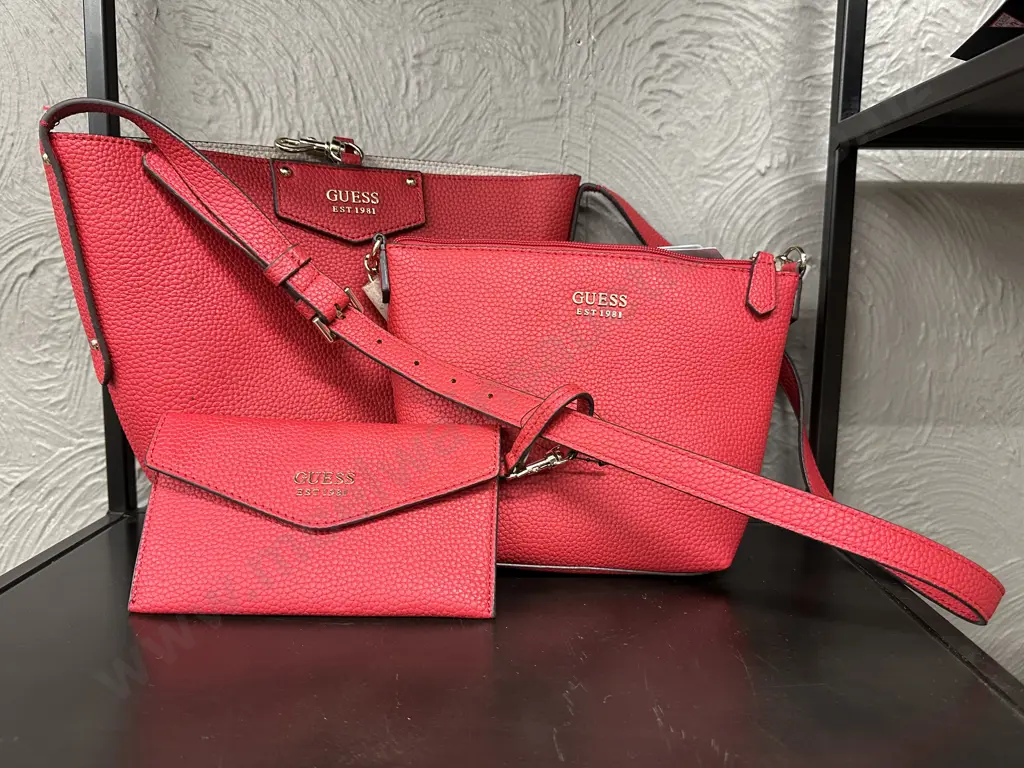 Guess Eco Brenton Reversible Tote With Shoulder Bag & Pouch - EVG839001, Roman Red Image 1++