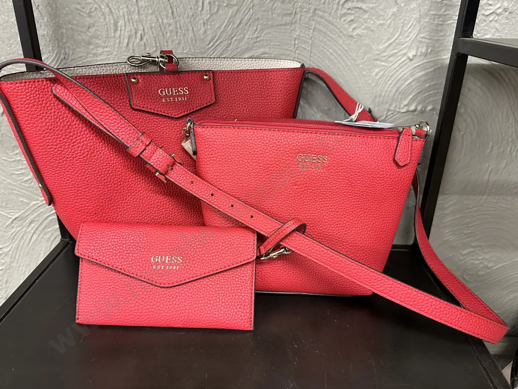 Guess Eco Brenton Reversible Tote With Shoulder Bag & Pouch - EVG839001, Roman Red Image 1++