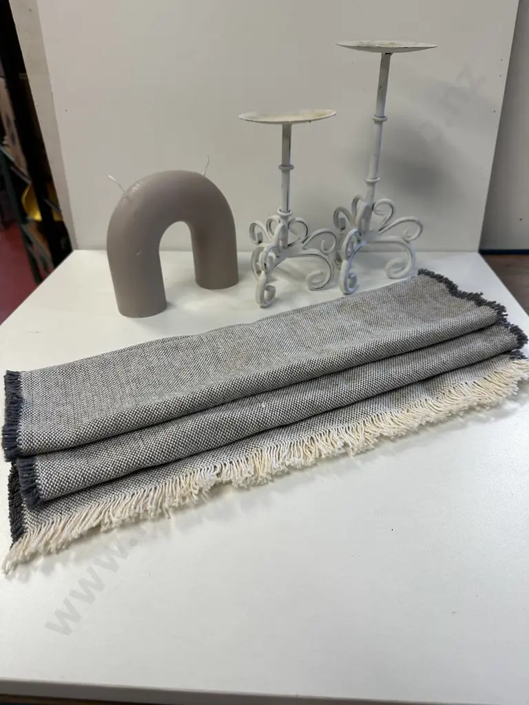 Raine & Humble Table Runner, Ornate Candle Holder And  Candle  Image 1++