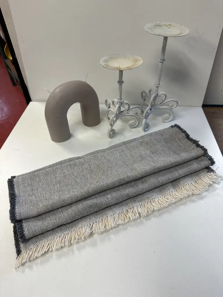 Raine & Humble Table Runner, Ornate Candle Holder And  Candle  Image 1++